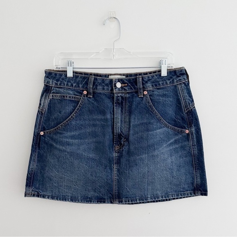 Universal Thread Denim Mini Skirt Medium Wash Back Western Yoke Detail Size 10